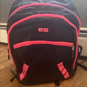 Pink and black backpack
